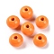 Spray Painted Natural Wood Beads, Round, Dark Orange, 15~16x14.5~15mm, Hole: 3.3~4mm