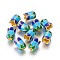 Alloy Bead Caps, with Enamel, 5-Petal, Light Gold, Deep Sky Blue, 11x8mm, Hole: 2mm