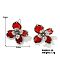 Fashionable and Elegant Floral Shaped Stud Earrings with Rhinestones, Platinum, Red, Flower, 26x25mm