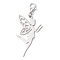 Fairy 201 Stainless Steel Pendant Decoration, Alloy Lobster Claw Clasps Charms for Bag Ornaments, Stainless Steel Color, 54.5mm