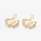 Brass Pendants, Nickel Free, Ginkgo Leaf, Real 18K Gold Plated, 22x21x2.5mm, Hole: 1.6mm