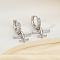 Brass Clear Cubic Zirconia Airplane Hoop Earrings, Silver, 25x17mm