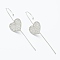 Brass Micro Pave Clear Cubic Zirconia Ear Wrap Crawler Hook Earrings, Heart, Platinum, 55x14mm, Pin: 1mm