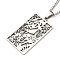 Non-Tarnish 304 Stainless Steel Pendant Necklaces, with Curb Chain, Rectangle with Tarot, Stainless Steel Color, 23.35~23.50 inch(59.3~59.7cm)