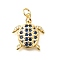 Brass Micro Pave Cubic Zirconia Pendants, Tortoise Charms, with Jump Ring, Rack Plating, Long-Lasting Plated, Lead Free & Cadmium Free, Real 18K Gold Plated, 20.5x17.5x4mm, Hole: 3mm