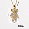 Brass Rhinestone Bear Pendant Necklaces for Women, Golden, 15.75 inch(400mm)