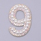 Imitation Pearls Patches, Iron/Sew on Appliques, with Glitter Rhinestone, Costume Accessories, for Clothes, Bag Pants, Number, Num.9, 44.5x29.5x4.5mm