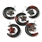 Natural Afican Bloodstone Pendants, Moon with Star Charms, with Copper Wire Loops, Platinum, 36~37x27~28x7.5~8mm, Hole: 4mm