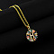 Brass Pave Colorful Cubic Zirconia Initial Ring Pendant Necklaces, 304 Stainless Steel Cable Chain Necklaces, Golden, Letter H, 17.72 inch(45cm)