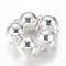 Brass Magnetic Clasps with Loops, Round, Silver Color Plated, 16x10mm, Hole: 1.2mm