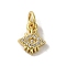 Brass Micro Pave Cubic Zirconia Charms, Cadmium Free & Nickel Free & Lead Free, Real 18K Gold Plated, Eye Charms, Clear, 10x8x2mm, Hole: 3mm