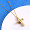 Stainless Steel Religion Cross Pendant Necklace, Keepsake Memorial Ash Urn Necklace, Cable Chain Necklace, Real 18K Gold Plated