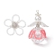 2Pcs 2 Styles Glass Seed Bead Pendants, Flower & Angel, with Alloy Wing and Baking Painted Glass Pearl Round Beads, Pink, 38x6mm, Hole: 2mm