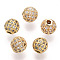 Rack Plating Brass Cubic Zirconia Beads, Long-Lasting Plated, Cadmium Free & Lead Free, Round, Golden, 8x7mm, Hole: 2mm