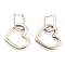 Rack Plating Brass Heart Dangle Hoop Earrings, Long-Lasting Plated, Lead Free & Cadmium Free, Platinum, 32.5x21mm