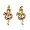 Brass Micro Pave Clear Cubic Zirconia Pendants, Long-Lasting Plated, with Jump Rings, Snake, Golden, 26.5x13.5x3mm, Hole: 3mm