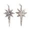 Brass Micro Pave Cubic Zirconia Pendants, Cadmium Free & Nickel Free & Lead Free, with Jump Ring, Sparkling Star Charms, Platinum, 38x20x3mm, Hole: 2.5mm