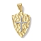 Ion Plating(IP) 304 Stainless Steel Pendants, Shield with Cross Charm, Golden & Stainless Steel Color, 34x21x4mm, Hole: 7.5x4.5mm