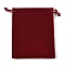 Velvet Jewelry Drawstring Bags, Rectangle, for Earrings Rings Necklaces, Dark Red, 12.1x10x0.6cm