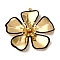 304 Stainless Steel Enamel Pendants, Flower Charms, PVD Vacuum Plating, Real 18K Gold Plated, Black, 38.5x39x4.5mm, Hole: 2mm