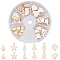 304 Stainless Steel Charms, Stamping Blank Tag, Mixed Shape, Rose Gold, 12.5~16x6~13x0.7~1mm, Hole: 1~2mm, 60pcs/box