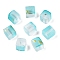 Frosted Glass Beads with Golden Glitter Powder, Two Tone, Cube, Dark Turquoise, 8x8x8mm, Hole: 1.5mm, about: 834pcs/1000g