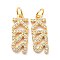 Brass Micro Pave Clear Cubic Zirconia Pendants, with Jump Ring, Long-Lasting Plated, Word Kiss, Real 18K Gold Plated, 18x7x2mm, Jump Ring: 5x1mm, 3.5mm Inner Diameter