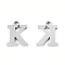 201 Stainless Steel Charms, Alphabet, Letter.K, 9x7x1mm, Hole: 1mm