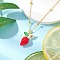 Resin Fruit Pendant Necklaces, Brass Satellite Chain Necklaces, Golden, Red, Strawberry, 17.68 inch(44.9cm), Pendant: 21x11~11.5mm