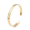Rack Plating Brass Open Cuff Bangles for Women, Hollow Word Bangle, Golden, Inner Diameter: 2-1/8 inch(5.4cm)