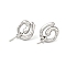 Vortex Brass Stud Earring Findings, with 925 Sterling Silver Pins, for Half Drilled Beads, Cadmium Free & Nickel Free & Lead Free, Real Platinum Plated, 22mm, Pin: 12x0.8mm and 1mm(for Half Drilled Beads)