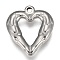 Non-Tarnish 304 Stainless Steel Open Pendants, Heart with Wing, Stainless Steel Color, 22x20.5x3.5mm, Hole: 1.8mm