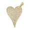 Brass Micro Pave Cubic Zirconia Pendants, Heart, Long-Lasting Plated, Cadmium Free & Lead Free, Rack Plating, Real 18K Gold Plated, 42x29x3.5mm, Hole: 5.3mm