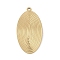 304 Stainless Steel Pendants, Oval Charm, Real 18K Gold Plated, 47.5x25x2mm, Hole: 2mm