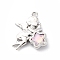 Alloy Pendants, Angel with Heart, with Resin, Rack Plating, Platinum, Lavender Blush, 27x22x6.5mm, Hole: 2mm