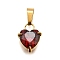 304 Stainless Steel Micro Pave Cubic Zirconia Pendants, Heart Charms, Vacuum Plating, Red, 13x9.5x5mm, Hole: 3x5.5mm