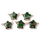 Synthetic Gold Line Regalite/Imperial Jasper/Sea Sediment Jasper Links Connectors, with Light Gold Plated Brass Edge, Dyed, Star, Green, 18~19x25~27x6~7mm, Hole: 1.5~1.8mm