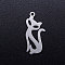 Tarnish Resistant 201 Stainless Steel Kitten Pendants, Cat Silhouette Shape, Stainless Steel Color, 23x10x1mm, Hole: 1.4mm
