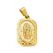 PVD Vacuum Plating 304 Stainless Steel Pendants, Rectangle with Nuestra Senora de Guadalupe, Golden, 24x15x4mm, Hole: 6x4mm