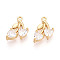 Brass Micro Pave Clear Cubic Zirconia Pendants, Cherry Charms, Nickle Free, Clear, 16.2x12x4mm, Hole: 1.2mm