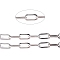 Tarnish Resistant 304 Stainless Steel Paperclip Chains, Flat Oval, Drawn Elongated Cable Chains, Unwelded, with Spool, Stainless Steel Color, 13.5x6x1mm, about 32.8 Feet(10m)/roll