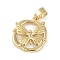 Brass Micro Pave Clear Cubic Zirconia Pendants, Cadmium Free & Nickel Free & Lead Free, Square with Butterfly, Real 18K Gold Plated, 21x18.5x3.5mm, Hole: 5x4.5mm