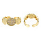 Cubic Zirconia Oval Open Cuff Rings, Real 18K Gold Plated Brass Jewelry for Women, Nickel Free, Clear, US Size 6(16.5mm)