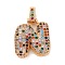 Brass Micro Pave Cubic Zirconia Pendants, Nickel Free, Real 18K Gold Plated, Colorful, Letter N, 18.5~24x12.5~25.5x5~5.5mm, Hole: 5x3mm