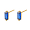 Cubic Zirconia Rectangle Stud Earrings, Golden 925 Sterling Silver Post Earrings, with 925 Stamp, Blue, 7.8x3mm
