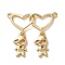 Brass Pave Cubic Zirconia Pendants, Cadmium Free & Lead Free, 2-Heart with Boy and Girl, Real 16K Gold Plated, 25x27.5x2.5mm, Hole: 1.2mm