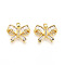 Brass Micro Pave Cubic Zirconia Pendants, Cadmium Free & Lead Free, Bowknot Charms, Real 18K Gold Plated, 14x18.5x6mm, Hole: 4x2.5mm