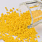 11/0 Grade A Round Glass Seed Beads, Baking Paint, Gold, 2.3x1.5mm, Hole: 1mm, about 48500pcs/pound