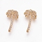 Brass Micro Pave Cubic Zirconia Pendants, Coconut Tree, Clear, Nickel Free, Real 18K Gold Plated, 18.5x9x2mm, Hole: 1mm