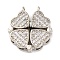 Brass Micro Pave Cubic Zirconia Pendants, Clover Charms, Platinum, 17x15x4.5mm, Hole: 1.2mm